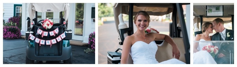 Wedding Portraits on a golf cart.